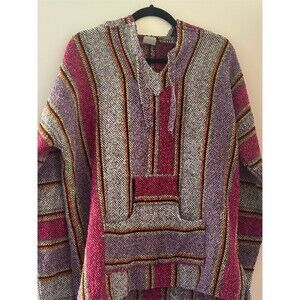 San Jose Baja Hoodie Unisex XL Purple Pink Striped Pullover Sweater